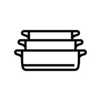 cerâmico cozimento prato cozinha utensílios de cozinha linha ícone vetor ilustração