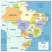 Brasil detalhado mapa com em torno da fronteiras vetor