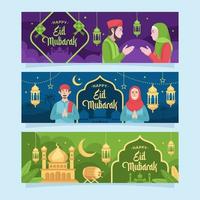 banner de saudação feliz eid mubarak vetor