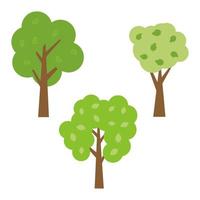 três árvores verdes com folhas. ilustração vetorial vetor
