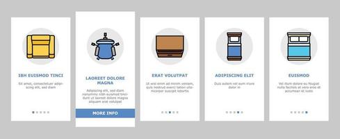 chão plano interior mobília onboarding ícones conjunto vetor