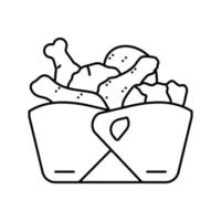 caixa frango frito linha ícone vetor ilustração
