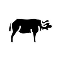 búfalo mamífero selvagem animal glifo ícone vetor ilustração
