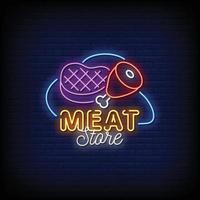 logotipo de loja de carne sinais de néon estilo texto vetor