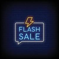Vetor de texto de estilo de sinais de néon de venda flash