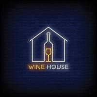 Wine House Design Sinais de néon Estilo Texto Vetor