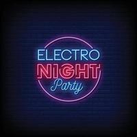 electro night party design sinais de néon estilo texto vector