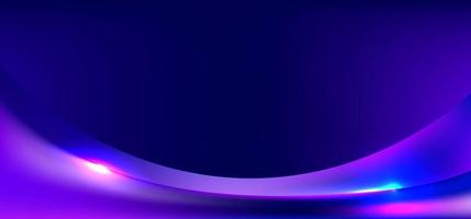 banner web template forma curva gradiente azul e roxo com iluminação de fundo vetor