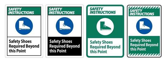 instruções de segurança sinalizam sapatos de segurança necessários além deste ponto vetor