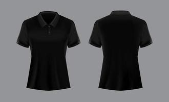 3d Preto fêmea pólo camisa brincar vetor