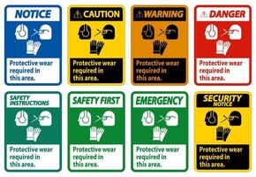 use equipamento de proteção nesta área com símbolos ppe vetor