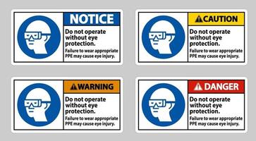 não entre sem usar proteção para os olhos, podem ocorrer danos à visão vetor