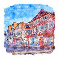 seligenstadt alemanha esboço em aquarela ilustração desenhada à mão vetor