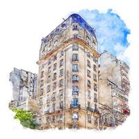 arquitetura argentina esboço em aquarela ilustração desenhada à mão vetor