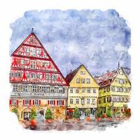 wurttemberg, alemanha, esboço em aquarela, ilustração desenhada à mão vetor