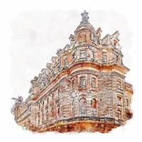 arquitetura argentina esboço em aquarela ilustração desenhada à mão