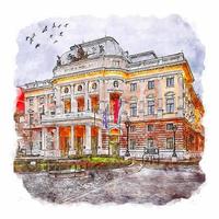 bratislava eslováquia esboço em aquarela ilustração desenhada à mão vetor