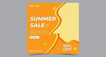 pôster de promoção de verão, postagem de super venda em mídia social e folheto vetor