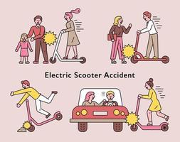 acidente de scooter elétrico vetor