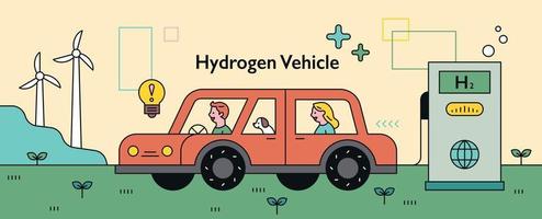 banner de conceito de veículo a hidrogênio vetor