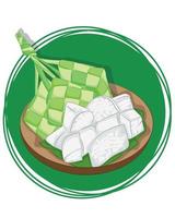 fundo tradicional do ketupat. fatias de ketupat prontas para comer. vetor