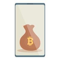 bitcoin dinheiro saco ícone desenho animado vetor. digital Móvel vetor