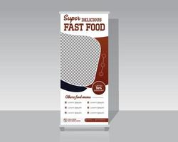 comida e restaurante roll up design de banner vetor