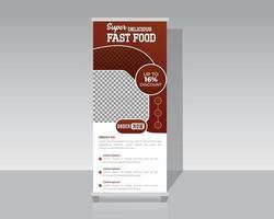 comida e restaurante roll up design de banner vetor