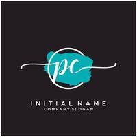 inicial pc feminino logotipo coleções modelo. caligrafia logotipo do inicial assinatura, casamento, moda, joalheria, butique, floral e botânico com criativo modelo para qualquer companhia ou negócios. vetor