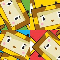 fofa desenho animado girafa personagem dentro quadrados vetor