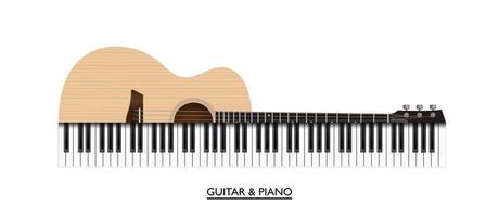 guitarra acústica e teclas de piano instrumento musical abstrato, ilustração vetorial vetor