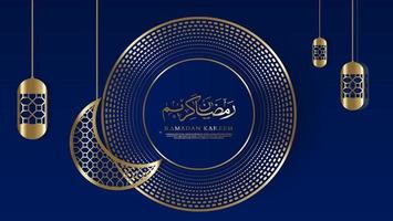 design luxuoso e elegante ramadan kareem com caligrafia árabe vetor