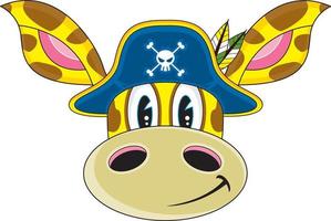 fofa desenho animado fanfarrão girafa pirata capitão vetor