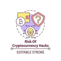 risco de criptomoeda ícone do conceito de hacks vetor