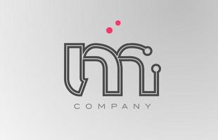 Rosa cinzento m alfabeto carta logotipo ícone Projeto com linha e ponto. criativo modelo para o negócio e companhia vetor