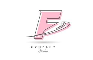 f Rosa cinzento linha alfabeto carta logotipo ícone Projeto com swoosh. criativo modelo para o negócio e companhia vetor