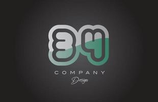 34 verde cinzento número logotipo ícone Projeto. criativo modelo para companhia e o negócio vetor