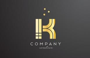 ouro dourado k alfabeto carta logotipo com pontos. corporativo criativo modelo Projeto para companhia e o negócio vetor
