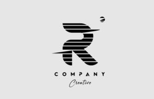 linhas r alfabeto carta logotipo ícone Projeto dentro Preto e branco. criativo modelo para companhia e o negócio com listras vetor