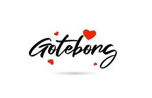 Goteborg escrito a mão cidade tipografia texto com amor coração vetor