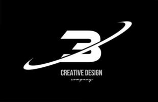 Preto branco b alfabeto carta logotipo com grande swoosh. corporativo criativo modelo Projeto para companhia e o negócio vetor