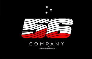 56 número logotipo com vermelho branco linhas e pontos. corporativo criativo modelo Projeto para o negócio e companhia vetor