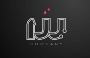 Rosa cinzento linha W alfabeto carta logotipo ícone Projeto com ponto. criativo modelo para companhia e o negócio vetor
