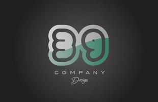 39 verde cinzento número logotipo ícone Projeto. criativo modelo para companhia e o negócio vetor