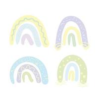 conjunto do arco Iris boho amarelo verde e azul cores impressões crianças Projeto elementos em branco fundo vetor ilustração