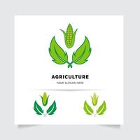 plano emblema logotipo Projeto para agricultura com a conceito do verde folhas vetor. verde natureza logotipo usava para agrícola sistemas, agricultores, e plantação produtos. logotipo modelo. vetor