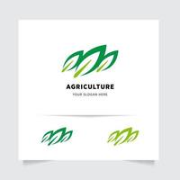 plano emblema logotipo Projeto para agricultura com a conceito do verde folhas vetor. verde natureza logotipo usava para agrícola sistemas, agricultores, e plantação produtos. logotipo modelo. vetor