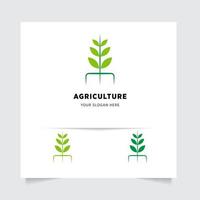 plano emblema logotipo Projeto para agricultura com a conceito do verde folhas vetor. verde natureza logotipo usava para agrícola sistemas, agricultores, e plantação produtos. logotipo modelo. vetor