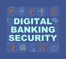 banner de conceitos de palavras de segurança de banco digital vetor
