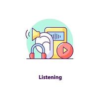 ouvindo ícone criativo do conceito de interface vetor